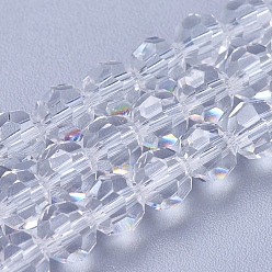 Clear Imitation Austrian Crystal Bead Strands, Grade AAA, Faceted(32 Facets) Round, Clear, 5mm, Hole: 0.7~0.9mm, about 80pcs/strand, 15.7 inch