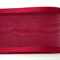 Dark Red 100 Yards Polyester Organza Ribbon with Satin Edge, Dark Red, 3/8 inch(9mm)