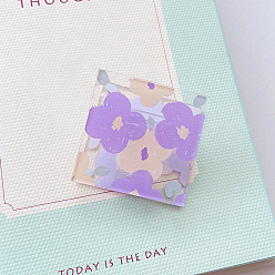 Medium Purple Transparent Acrylic Binder Paper Clips, Card Assistant Clips, Rectangle with Flower Pattern, Medium Purple, 40x35x2mm