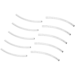 Silver Brass Tube Beads, Curved, Silver, 35x2mm, Hole: 1mm, 200pcs