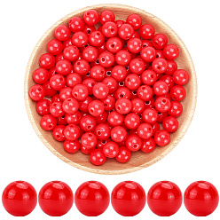 (123L) Белый крем непрозрачный блеск Непрозрачные акриловые бусины, круглые, огнеупорный кирпич, 10x9 мм, отверстие : 2 мм, 200 шт / комплект