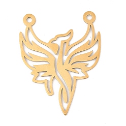 Настоящее золото 18K 201 подвески из нержавеющей стали, лазерная резка, талисман феникс жар-птица, реальный 18 k позолоченный, 45x35x1 мм, отверстие : 2.5 мм
