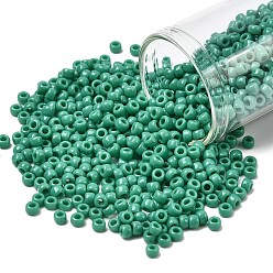 (55D) Opaque Dark Turquoise Тохо 8/0 круглые бусины, японский бисер, (55 d) непрозрачный темно-бирюзовый, 3 мм, отверстие : 1 мм, Около 1111 шт / 50 г