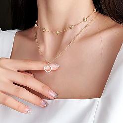 Золотой Двухслойные ожерелья из сплава в форме сердца для женщин, золотые, 13.78 дюйм ~ 15.75 дюйм (35~40 см)