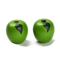 Яблоко Деревянные бусины, цветные фрукты, яблоко, 19x19 мм, отверстие : 4~5 мм