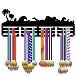 Sports Модная железная вешалка для медалей, настенная стойка для дисплея, 3-линия, с винтами, чёрные, плавание, спортивный, 150x400x1.5 мм