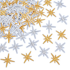 (52) Непрозрачная лаванда 120 шт 2 цвета компьютеризированная вышивка ткань утюг / пришивание заплат, аппликация, аксессуары для костюма, восемь звезда, разноцветные, 50x49x2 мм, 60 шт / цвет