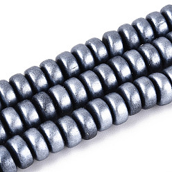 Серый Полимерной глины ручной работы бисер нитей, жемчужные, плоско-круглые, серые, 6~7x3~3.5 мм, отверстие : 1.4~1.6 мм, около 111~113 шт / нитка, 15.94 дюйм (40.5 см)