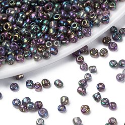 Lila Runde Glasperlen, transparenten Farben Regenbogen, Runde, lila, 6/0, 4 mm, Bohrung: 1.5 mm, ca. 4500 Stk. / Pfund