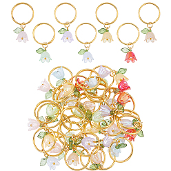 (52) Непрозрачная лаванда 32 шт. 8 Акриловые маркеры для закрепочных стежков с имитацией жемчуга и цветком, с железными кольцами, разноцветные, 3.7 см, 4 шт / цвет