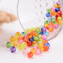 Mixed Color Transparent Acrylic Beads, Bead in Bead, Round, Mixed Color, 8mm, Hole: 2mm, about 2050pcs/500g