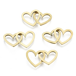 Золотой 201 нержавеющей стали связывающий кольца, разъемы для быстрой связи, лазерная резка, сердце, золотые, 11x12x1 мм, внутренний диаметр: 5x10 мм, около 2 шт. / набор