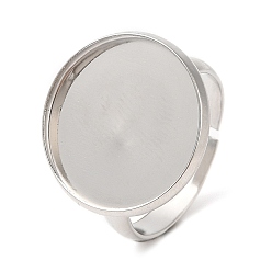Нержавеющая Сталь Цвет Не тускнеет 304 фурнитура для регулируемых колец из нержавеющей стали, настройки кольца чашки безеля, плоско-круглые, цвет нержавеющей стали, внутренний диаметр: 17 мм, лоток : 16 мм