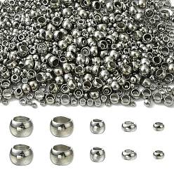 Нержавеющая Сталь Цвет 1256шт. обжимные бусины из нержавеющей стали, рондель, цвет нержавеющей стали, 1.5~3 мм, отверстие : 0.8~1.8 мм
