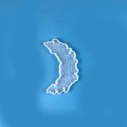 Белый Подставки под стаканы из пищевого силикона своими руками, формы для литья смолы, луна с цветком, белые, 130x73 мм