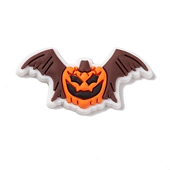 Orange Halloween Theme PVC Cabochons, Bat, Orange, 16x32x4mm
