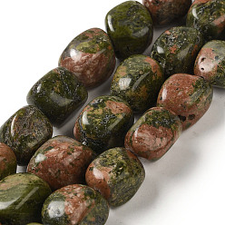 Unakite Natural Unakite Beads Strands, Nuggets, Tumbled Stone, 11.5~24x9~14x6.5~11mm, Hole: 1.1mm, about 26pcs/strand, 15.35~16.06''(39~40.8cm)