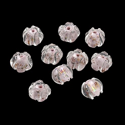 Prune Or à la main perles feuille de Murano, fleur, prune, 13x10.5mm, Trou: 1.8mm
