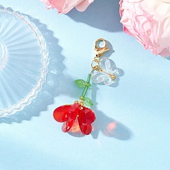 Красный Наборы украшений в виде бабочки из стеклянного бисера и акрилового камня ручной работы, с поворотными карабинами из сплава, подвесные украшения, красные, 60~66 мм