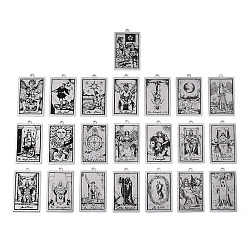 Нержавеющая Сталь Цвет Не тускнеющие 201 подвески из нержавеющей стали, лазерная гравировка, кулоны с картами таро, цвет нержавеющей стали, 40x24x1 мм, отверстие : 2 мм, 22 шт / комплект