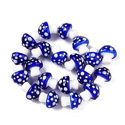 Синий Бусы лэмпворк ручной работы, гриб, синие, 22~23x19.5~20.5x19.5 мм, отверстие : 0.6~1 мм, около 20 шт / нитка, 17.32'' (44 см)