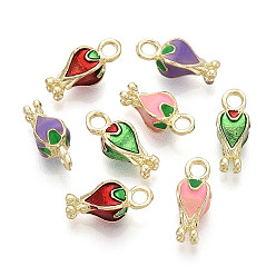 (52) Непрозрачная лаванда Стеллаж покрытие сплава эмалью подвески, , без кадмия, без никеля и без свинца, золотой свет, разноцветные, 14.5x5.5x5.5 мм, отверстие : 1.8~2.2 мм