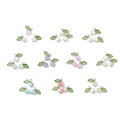 Платина 30шт 10 цвета хрустальные стеклянные подвески, круглые, с акриловым листом и латунной петлей, платина, 11.5x11.5x6.5 мм, отверстие : 1.8 мм, 10 шт / цвет