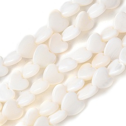 Морская Ракушка Естественных пресноводных оболочки бисер нитей, сердце, цвет морской раковины, 7~9x8.5~9x2.5~3 мм, отверстие : 0.9 мм, около 54 шт / нитка, 15.20 дюйм (38.6 см)