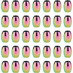 Rainbow Color 60Ионное покрытие (IP) 304 Шарик из нержавеющей стали, овальные, Радуга цветов, 5x4 мм, отверстие : 1.8 мм