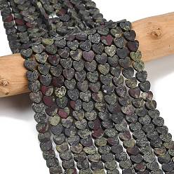 Кровь драконов Бисер натуральный дракон крови пряди, матовые, сердце, 6x6x2.5 мм, отверстие : 1 мм, около 69 шт / нитка, 14.96'' (38 см)