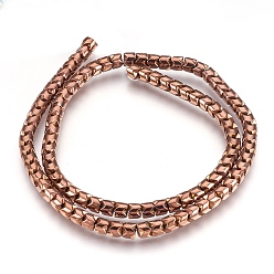 с Покрытием Меди Гальванизировать немагнитных синтетический гематит нитей бисера, полированный, колонка, с медным покрытием, 5x4 мм, отверстие : 1 мм, около 101~102 шт / нитка, 15.9 дюйм (40.5 см)