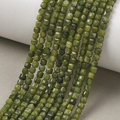 Chinese Jade Натуральные китайские нефритовые бусины, нити из южного нефрита, граненые настольные бусины в форме куба, 3x3~3.3x3~3.3 мм, отверстие : 0.6 мм, около 134~139 шт / нитка, 15.35'' (39 см) ~ 15.55'' (39.5 см)