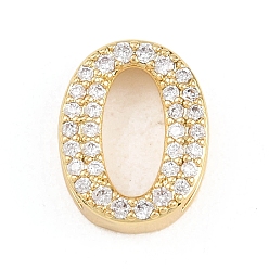 Number Латунные микро проложить кубического циркония подвески, числовые прелести, долгоиграющий, стойки покрытие, без свинца и без кадмия, реальный 18 k позолоченный, 0, 14x11x5 мм, отверстие : 10.5x2 мм