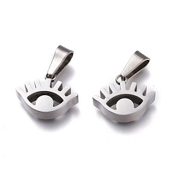 Нержавеющая Сталь Цвет Устойчивые к потускнению 304 подвески из нержавеющей стали, ручная полировка, глаз, цвет нержавеющей стали, 12x15x4 мм, отверстие : 6x2.5 мм