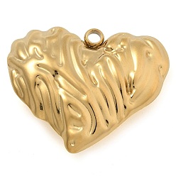 Настоящее золото 18K 304 подвески из нержавеющей стали, шарма сердца, реальный 18 k позолоченный, 30x35x9.5 мм, отверстие : 3 мм