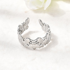 Нержавеющая Сталь Цвет 304 открытые манжеты из нержавеющей стали для женщин, бабочка с пчелами, цвет нержавеющей стали, 9 мм, размер США 8 (18.1 мм)