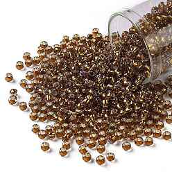 (2156S) Silver Lined Honey Amber Круглые бусины toho, японский бисер, (2156 s) медовый янтарь с серебряной подкладкой, 8/0, 3 мм, отверстие : 1 мм, Около 222 шт / 10 г