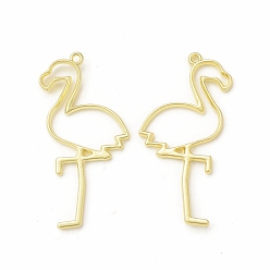 Light Gold Rack Plating Alloy Flamingo Open Back Bezel Pendants, For DIY UV Resin, Epoxy Resin, Pressed Flower Jewelry,  Cadmium Free & Nickel Free & Lead Free, Light Gold, 40.5x20.5x1.5mm, Hole: 1.4mm