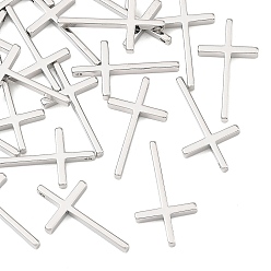Platinum SHEGRACE Brass Pendants, Cross Charms, Cadmium Free & Lead Free & Nickel Free, Platinum, 23x13x2.5mm, Hole: 1.4mm