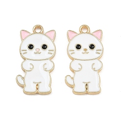 Cat Shape Подвески из эмали и сплава, золотые, подвески в форме кошки, 27x13.5x1.5 мм, отверстие : 5 мм