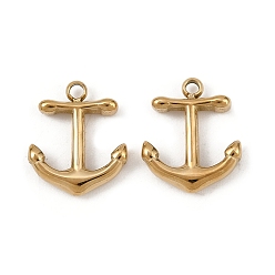 Настоящее золото 14K 304 прелести нержавеющей стали, подвеска в виде якоря, реальный 14 k позолоченный, 13x11x2.5 мм, отверстие : 1.6 мм