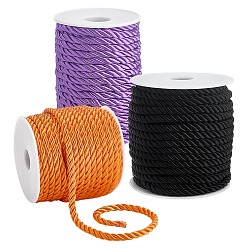 (52) Непрозрачная лаванда 3 рулоны 3 цветной полиэстеровый плетеный шнур, витая веревка, для ювелирных изделий из шнура своими руками, разноцветные, 5 мм, около 19.69 ярдов (18 м) / рулон