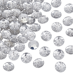 Прозрачный 100шт. 2-отверстия акриловые кнопки, плоско-круглые, прозрачные, 15x4.5 мм, отверстие : 1.8 мм