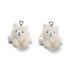 Медведь Подвески из непрозрачной смолы, с железной платиной петлей, медведь, 23.5x21x21 мм, отверстие : 2 мм