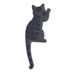 Серый Симпатичные многофункциональные акриловые магнитные наклейки на холодильник в форме кошки, магниты на холодильник, подвесной крючок, серые, 138x43.5x6.4 мм