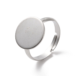 Нержавеющая Сталь Цвет Не тускнеет 304 настройки колец из нержавеющей стали, плоско-круглые, цвет нержавеющей стали, размер США 7 1/4 (17.5 мм), лоток : 14 мм