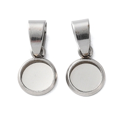 Нержавеющая Сталь Цвет 304 Настройки кабошон из нержавеющей стали кулон, плоские круглые прелести, цвет нержавеющей стали, лоток : 6 мм, 10.5x7.5x1 мм, отверстие : 6x3.5 мм