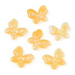 Gold Opaque Acrylic Beads, Glitter Beads, Butterfly, Gold, 17x20x5.5mm, Hole: 1.6mm, about 415pcs/500g