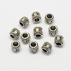 Хрусталь AB Сплав горный хрусталь Rondelle большое отверстие европейские шарики, античное серебро, хрусталь AB, 10x8.5 мм, отверстие : 5 мм