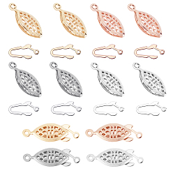 Mixed Color 40 Sets 4 Colors 304 Stainless Steel Box Clasps, Multi-Strand Clasps, Horse Eye, Mixed Color, 21.5x7x4mm, Hole: 1mm, 10 sets/color